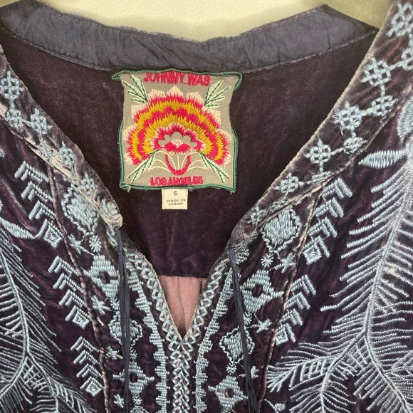 Johnny Was Dylan Velvet Double-tassel Blouse In Iridescent Blue - RARE - Small - Picture 10 of 16